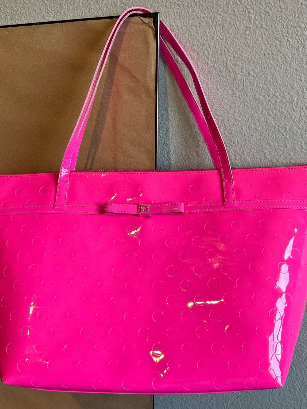 Bright Pink Patent Tote Bag - Women's Shopper